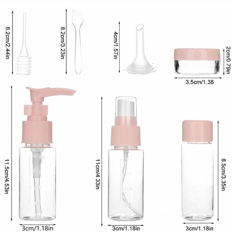 Travel Makeup Bottle Set with Storage Bag, 11pcs set Portable Leak Proof Toiletry Container Set, Clear Cosmetic Container for Lotion, Shampoo, Cream, Soap