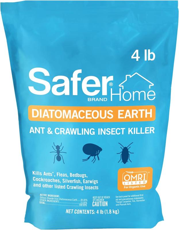 Home Diatomaceous Earth 4 lb Organic OMRI DE - Ant, Roach, Bedbug, Flea, Silverfish, Earwig, & Crawling Insect Killer SH51703