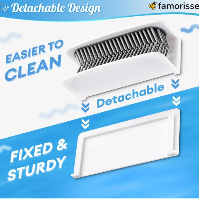 Large Shower Wall Hair Catcher, White Drain Hair Catcher with Silicone Bristle, Hair Trapper, Shower Drain Collector, Hair Grabber, Hair Tub Porcupine, Hair Drain Catcher, Bathtub Protector FAMORISSE