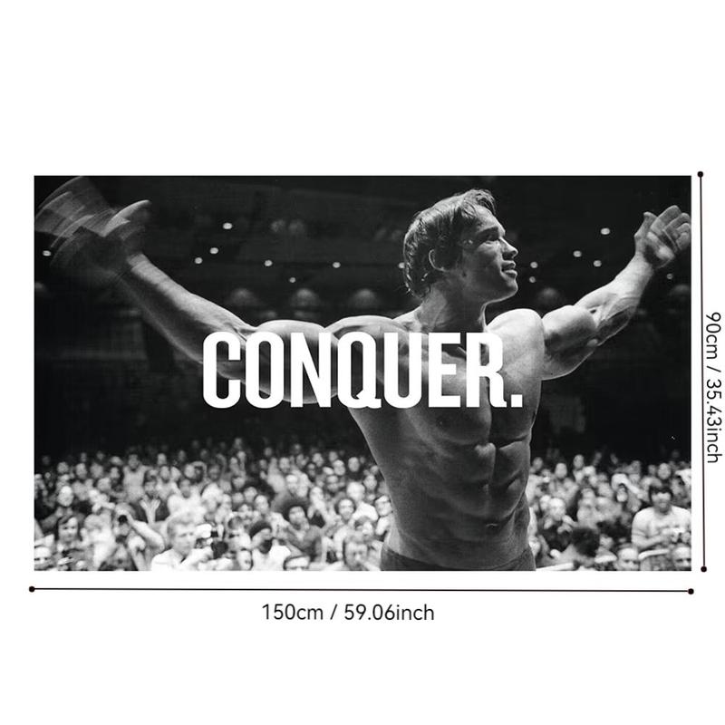 Conquer Gym Motivational Poster, 1 Count Gym Decor Backdrop, Fashionable Wall Hanging Banner for Home Gym, Party Decoration