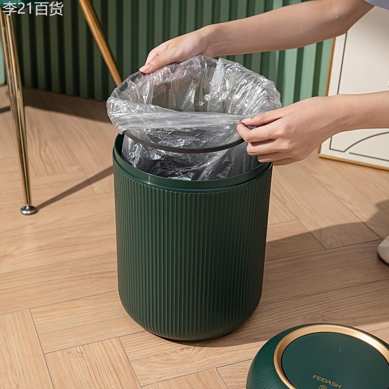 Elegant Large-Capacity Trash Can with Lid - Durable Plastic, Round Design for Living Room, Kitchen, Bedroom, Bathroom - Stylish Home Storage Solution