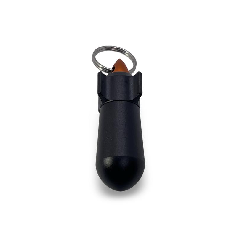 Portable Waterproof Powder Rocket Container Holder Keychain Small Aluminum Spice Jar Scoop Vial Kit for Travel and Outdoor Use Pendant