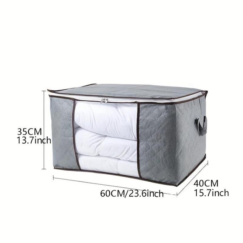 6pcs Dustproof Clothes Storage Bag, Transparent Window Design Large Capacity Quilt Storage Organizer With Zipper And Handle, Home Organizer Supplies For Bedroom Wardrobe