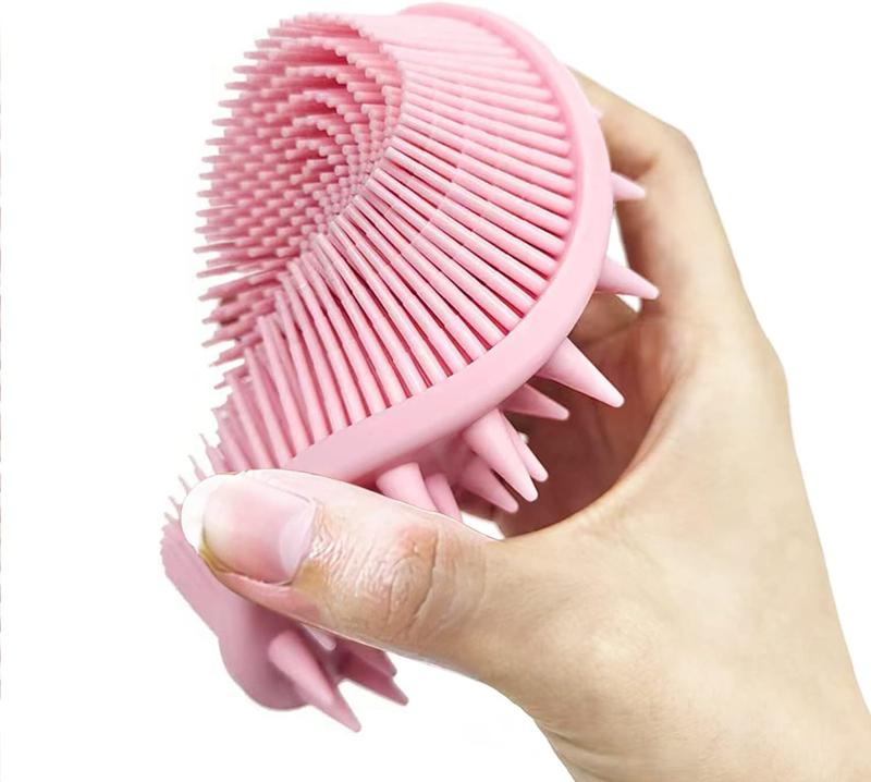 Silicone Body Brush,  Body Scrubber, Silicone Body Scrubber Loofah, Silicone Bath Brush, Soft  Body Bath Shower Scrubber Brush for  and Adults All Kinds of Skin (Pink)