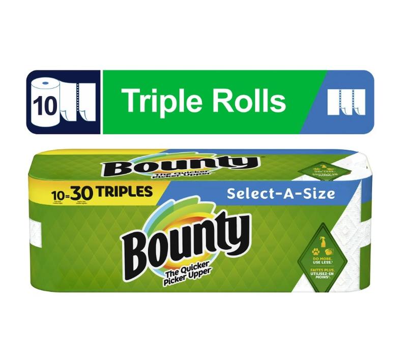 Bounty Select-a-Size Paper Towels, 10 Triple Rolls, White