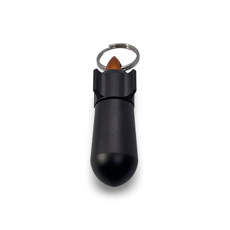 Portable Waterproof Powder Rocket Container Holder Keychain Small Aluminum Spice Jar Scoop Vial Kit for Travel and Outdoor Use Pendant