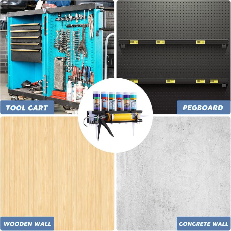 Caulking Tube and Caulking Gun Holder, Caulking Gun Storage Rack with Horizontally Base, Sealant Organizer for Garage and Workspace