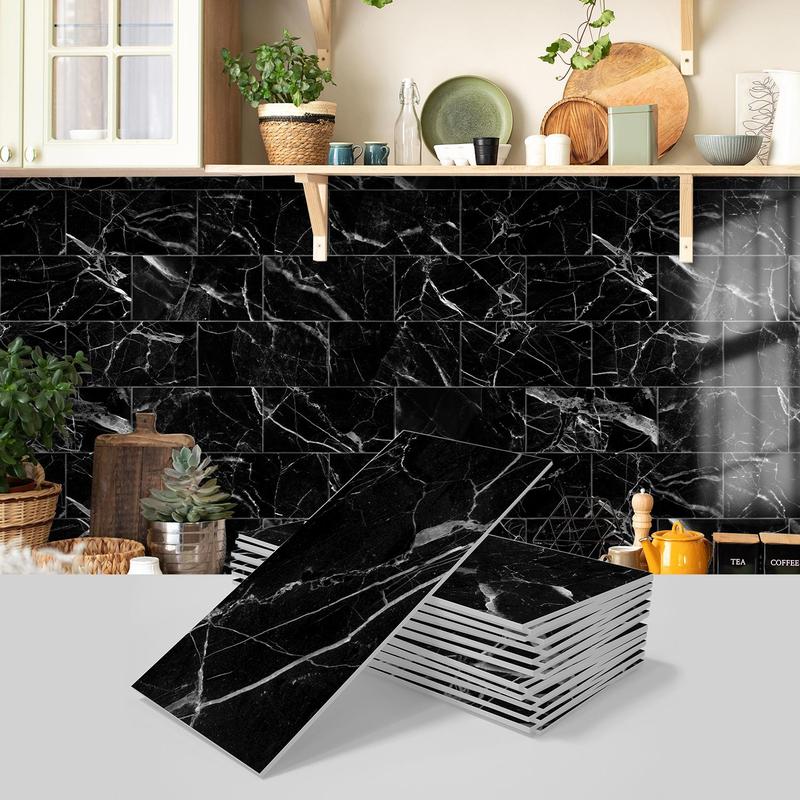 Room Decor Marble Pattern Wall Sticker, 16pcs 32pcs Peel & Stick Wall Decal, Waterproof Decorative Sticker for Home Kitchen Bathroom, Wall Decor, Home Decor Tiles Sticker, Dorm Essentials, Men Gifts