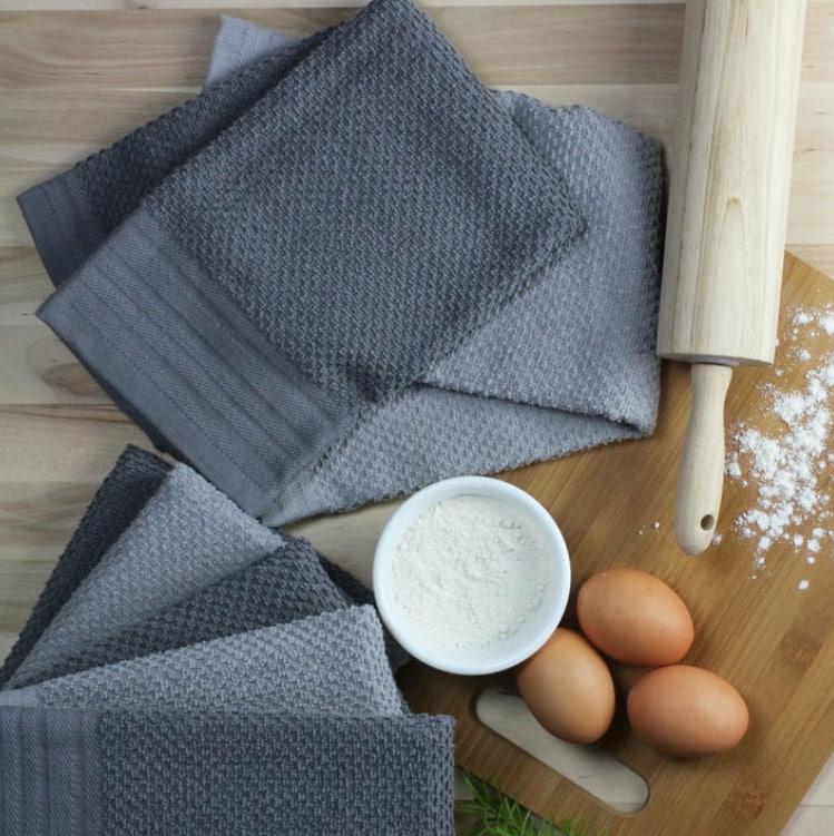 stays 6-Piece Bar Mop Kitchen Towel Set, Solid Grey