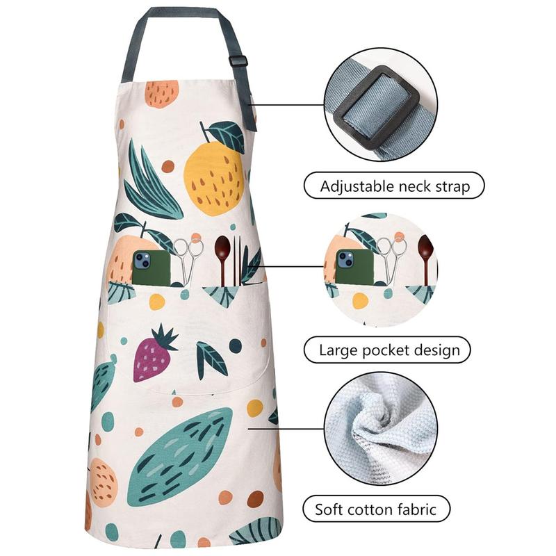 Kitchen Aprons for Women Adjustable Floral Aprons Chef Bakers Apron Blooming Cooking Aprons with Big Pockets for Cooking Baking Gardening Salon Kitchen Accessories