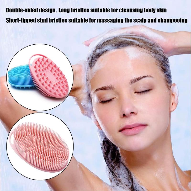 Silicone Body Brush,  Body Scrubber, Silicone Body Scrubber Loofah, Silicone Bath Brush, Soft  Body Bath Shower Scrubber Brush for  and Adults All Kinds of Skin (Pink)