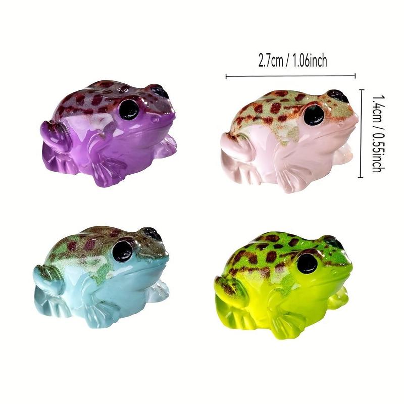 Colorful Luminous Cute Frog Figurine, 10pcs set Cute Mini Frog Decoration, Resin Decor for Cars, Gardens & Terrariums