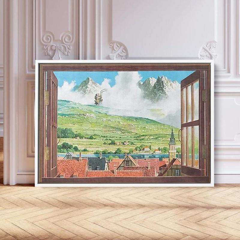 Howl's Moving Castle Poster, Hayao Studio, Castle Poster, How Castle Moving Window Picture, Anime Wall Art Decor Room