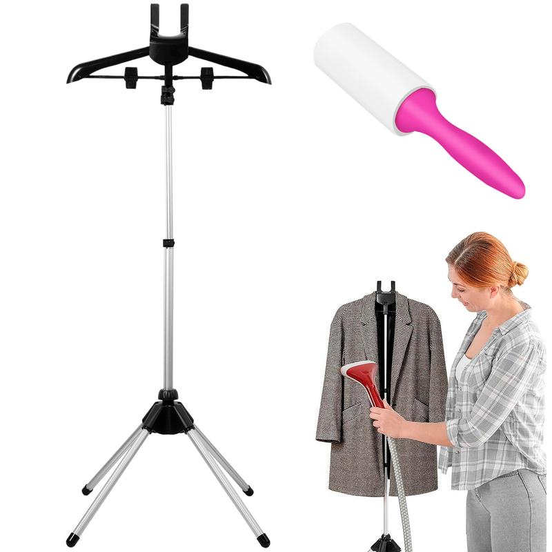 Steamer Stand Telescopic Garment Steamer Rack Height Adjustable Clothes Steamer Holder Foldable Garment Steamer Clothes Rack Portable Standing Garment Hanger with Non Slip Mat for Home Steam Ironing