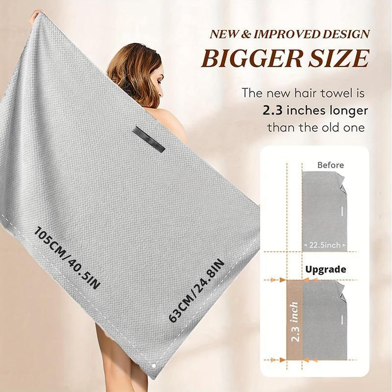 Women's Microfiber Hair Towel, 1 Count Anti-frizz & Quick-drying Towel with Elastic Band, Soft Hair Towel for Bathroom Shower