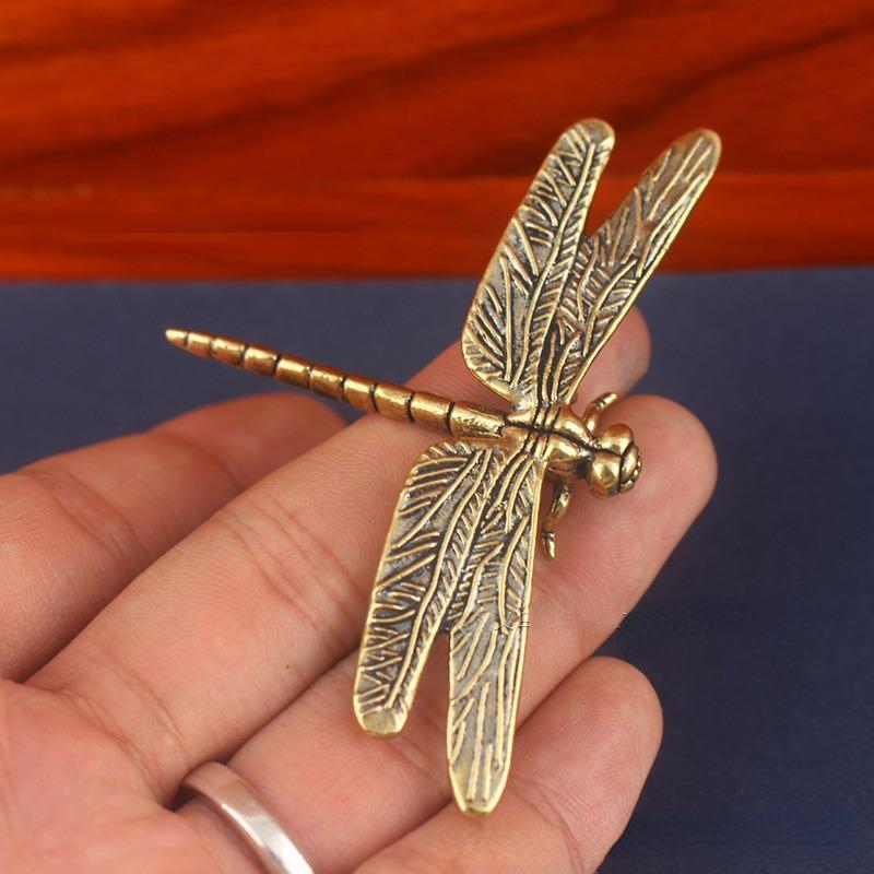 Vintage Dragonfly Design Brass Ornament, 1 Count Creative Desktop Decoration, Desktop Decor Sign for Home, Office, Gift for Friend