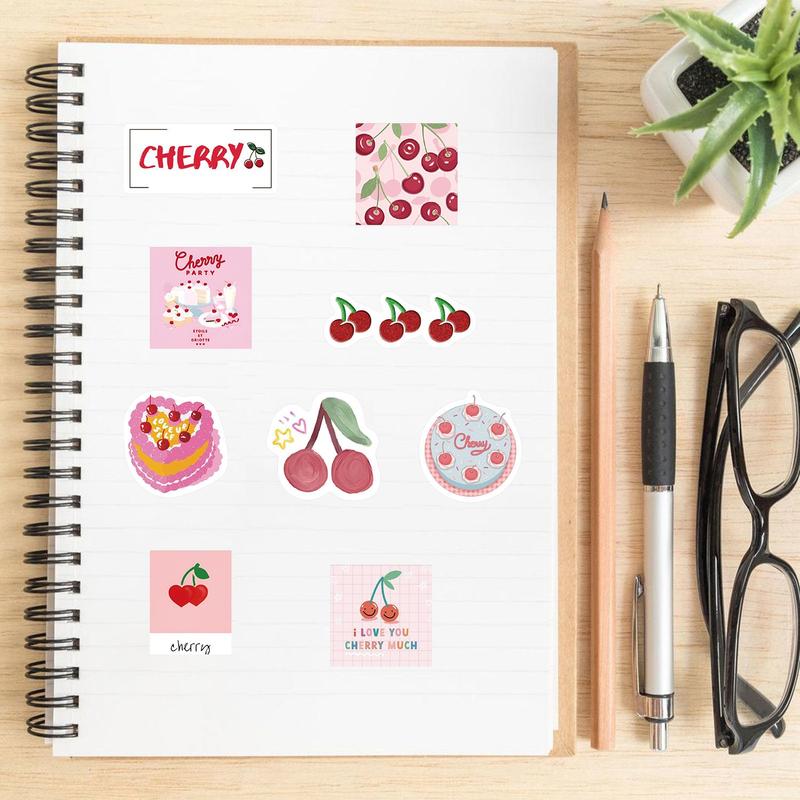 Cherry Pattern Sticker (90pcs set), Cute Cartoon Cherry Sticker, Decorative Sticker for Phone Case, Computer, Guitar, Bag, Water Cup, Scrapbook