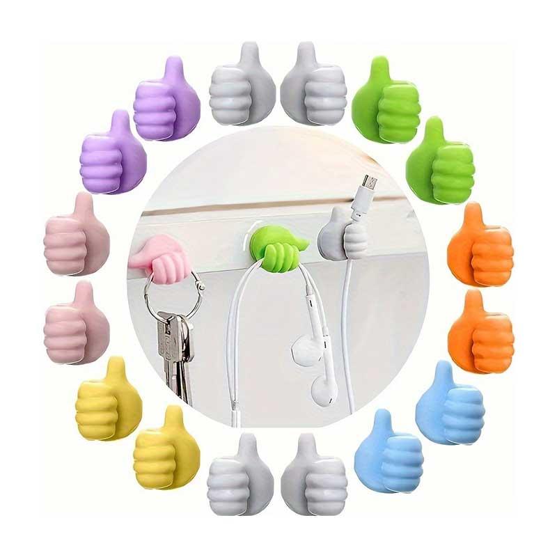 Thumb Design Wall Hook, 10pcs set Mini Cable Clips for Data Cables, Earphone Cables, and Keys, Adhesive Thumb Wall Hook, Desk Organizer for Home Office