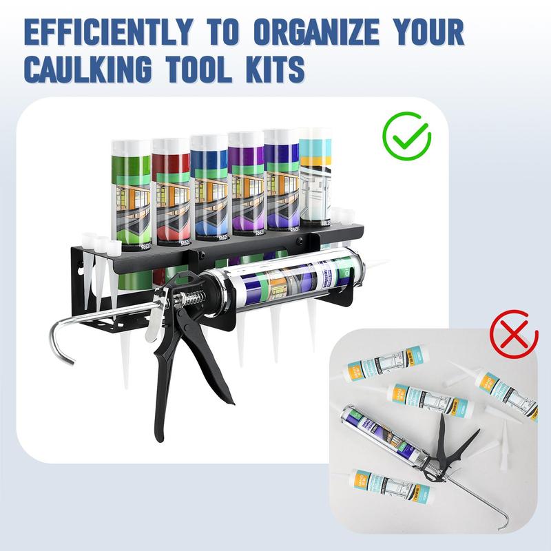 Caulking Tube and Caulking Gun Holder, Caulking Gun Storage Rack with Horizontally Base, Sealant Organizer for Garage and Workspace