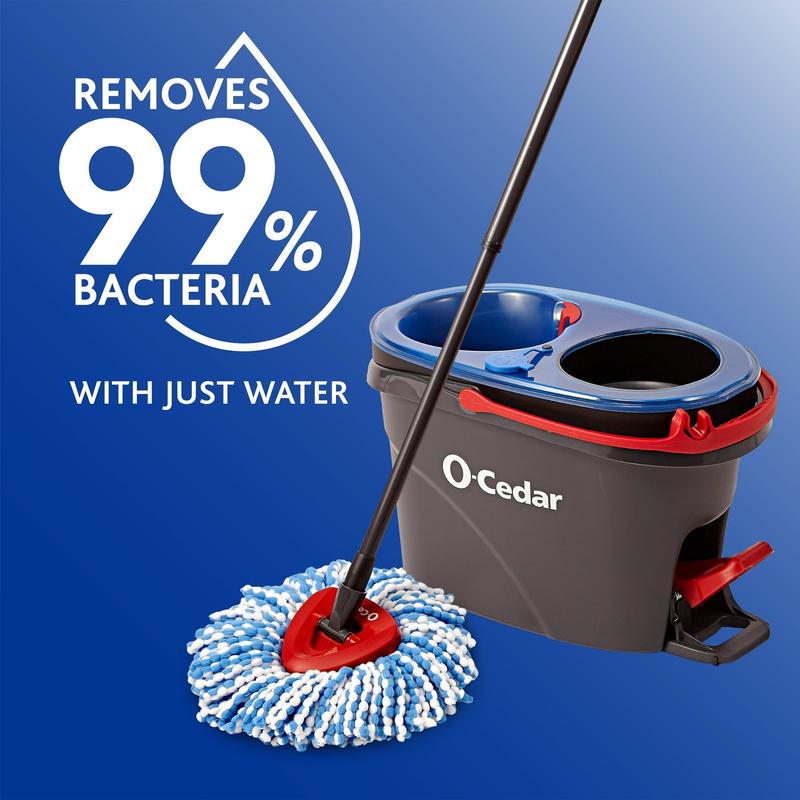 O-Cedar RinseClean Clean Water Spin Mop and Bucket System | Clean with Clean Water | Removes 99% of Bacteria | YASMINE