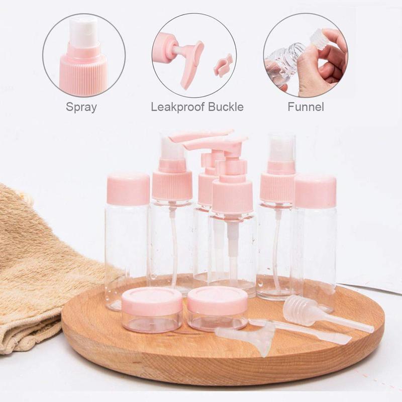 Travel Makeup Bottle Set with Storage Bag, 11pcs set Portable Leak Proof Toiletry Container Set, Clear Cosmetic Container for Lotion, Shampoo, Cream, Soap