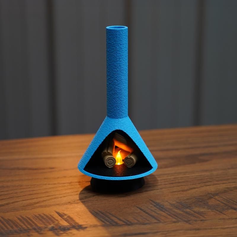 Cozy Miniature Tea Light Stove - Blue - Made in the USA - Perfect for Home and Office