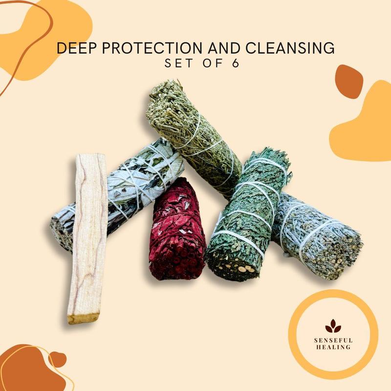 Deep Protection and Cleansing Smudging Pack (Set of 6) Sage Freshener Fragrance Perfume