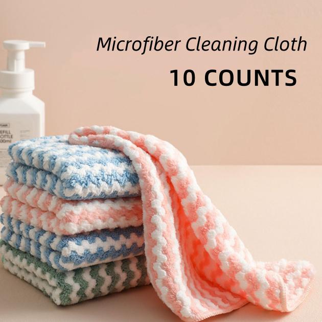 10 Counts Microfiber Cleaning Cloth,Household Dishwashing Cloth,Thickened Cleaning Rag,Absorbent,Suitable for Home, Kitchen and Aut