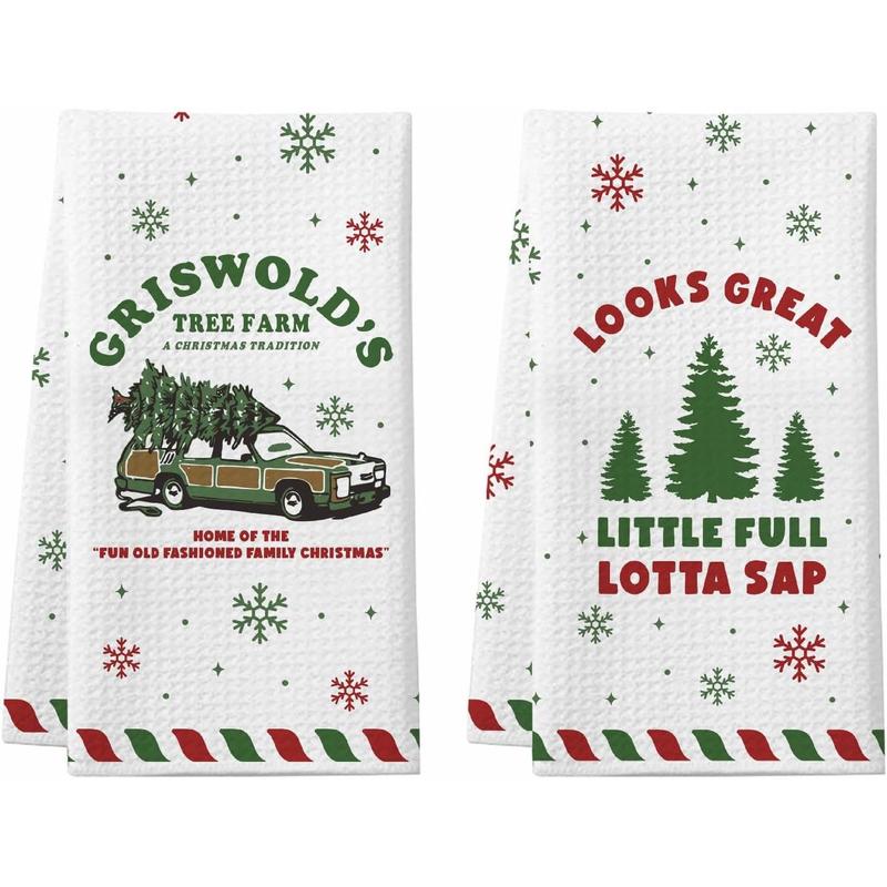 Christmas Vacation Decorations, 2Pcs Funny Christmas Kitchen Towels, Griswold Family Cousin Eddie Christmas Vacation Merchandise, Holiday Bathroom Decor - Why is The Carpet All Wet? I Don't Know Margo