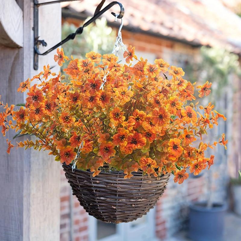 Artificial Fall Flower, 12pcs Outdoor UV Resistant Autumn Fake Flower, Decorative Plastic Greenery Shrub Plant for Wedding Home Garden Window Balcony Office