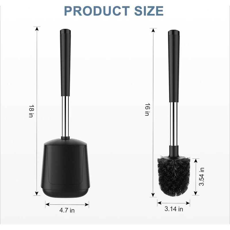 Toilet Brush and Holder, Automatic Toilet Bowl Brushes for Bathroom Ventilated Toilet Brush for Toilet Scrubber Cleaning-Black Household Set