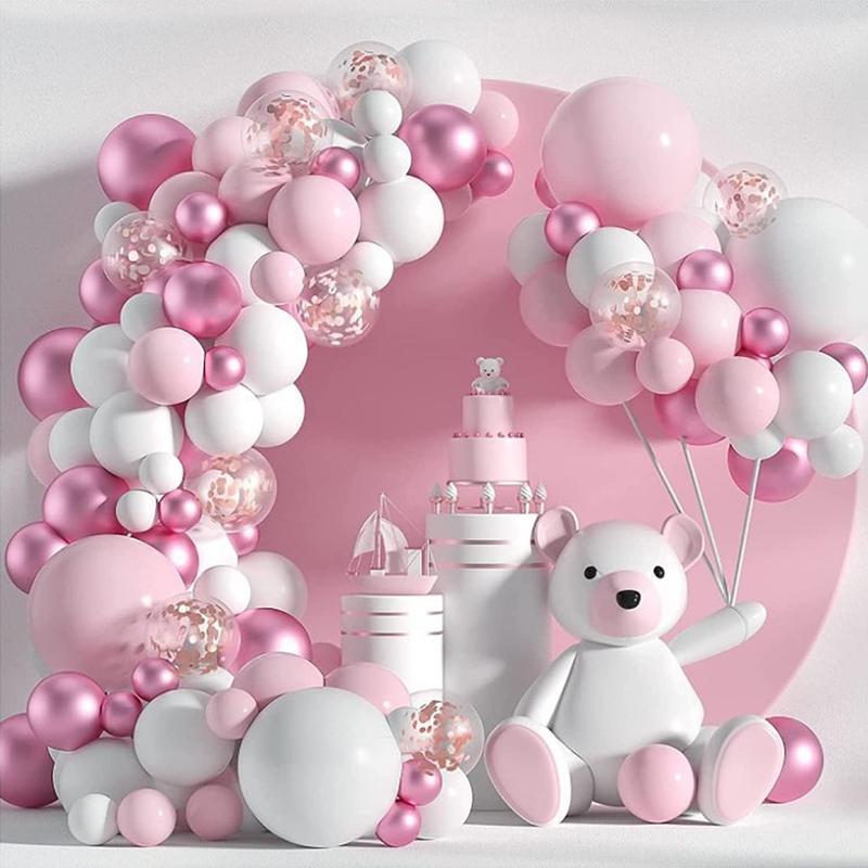 Balloon Garland Arch Kit(106pcs), Including 104pcs Mixed Color & Size Balloon, 1 Balloon Chain, 1 Glue Dot, Atmosphere Scene Layout Decorations