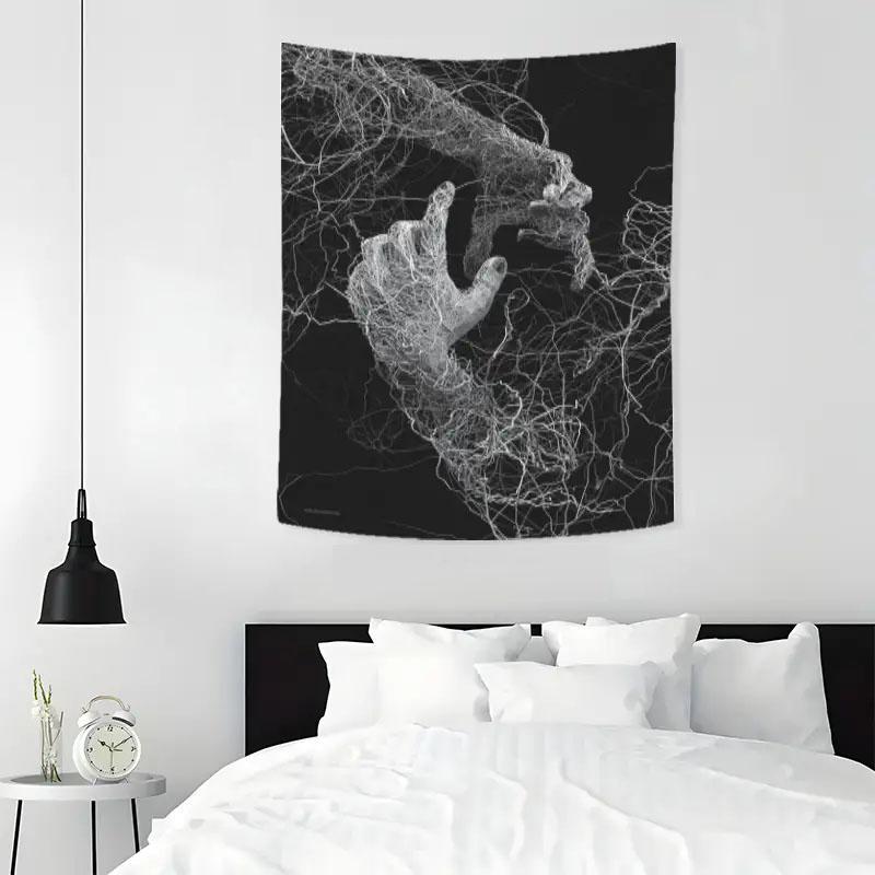 Abstract Line Hand Pattern Tapestry, Modern Wall Hanging Tapestry, Wall Art Decor for Home Living Room Bedroom Study Room