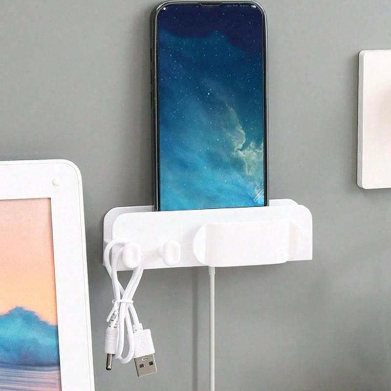 Wall Mounted Phone Holder, Multifunctional Phone Stand & Cable Organizer, Hanging Storage Rack for Home Office Dormitory