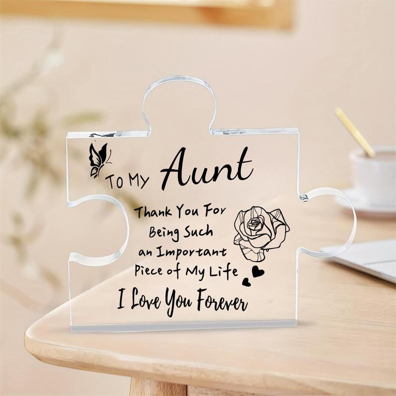 Acrylic Puzzle Shaped Decoration, Home Office Desktop Ornaments, Creative Gift for Auntie