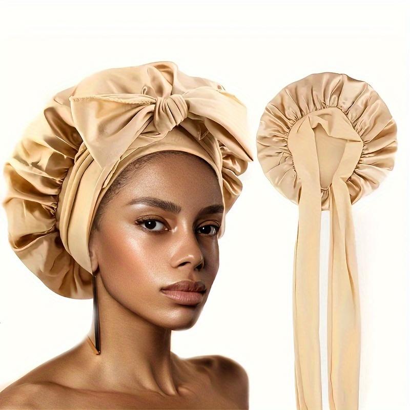 2Pcs Lace Headscarf Waterproof Satin Bath Cap Elegant Bow Tie Elastic Sleep Comfortable Hand Feel Comfortable Body And Mind Pleasure Night Cap Lightweight Reusable Shower Cap