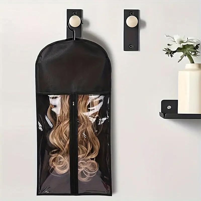 4PCS Wig Storage Bag With Hook Wig Storage Hanger Zipper Transparent Dustproof Wig Storage Bag, Hair Extension Holder Wig Bag Wig Storage For Multiple Wigs Holder Hair Extension Hanger Wig Tool Wigs Accessories For Salon & Home Use