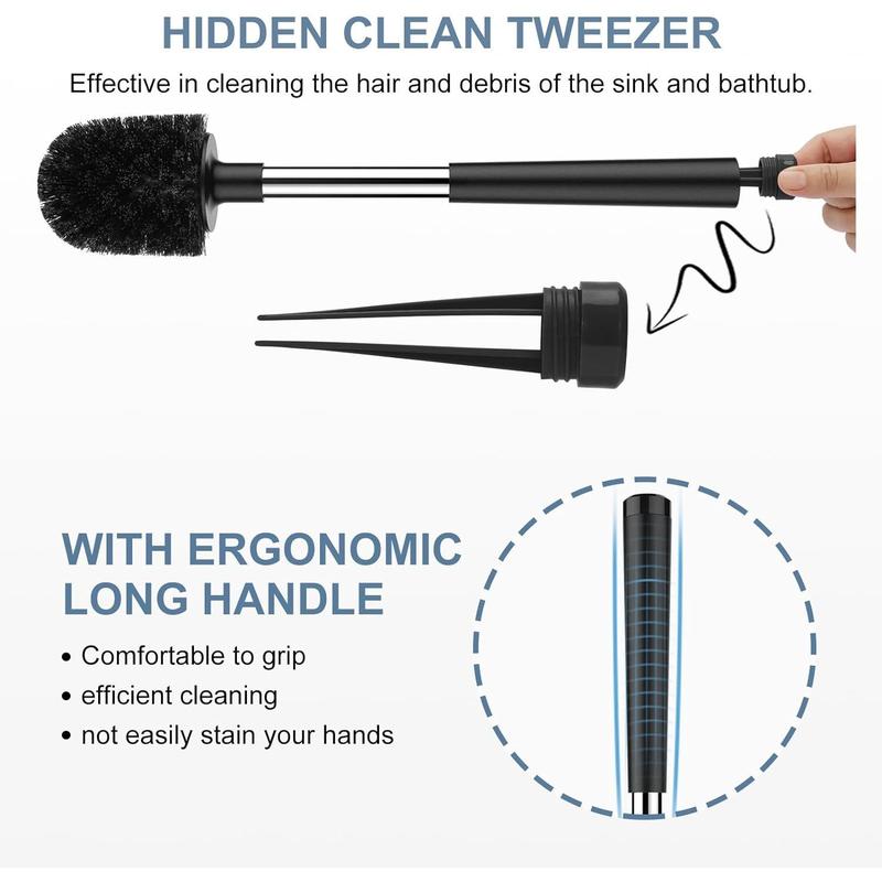 Toilet Brush and Holder, Automatic Toilet Bowl Brushes for Bathroom Ventilated Toilet Brush for Toilet Scrubber Cleaning-Black Household Set