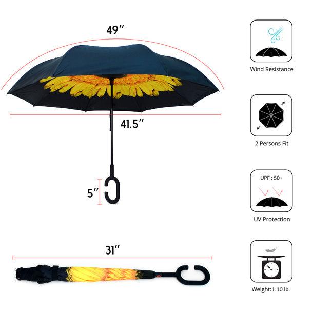 Umbrella - Yellow Flower Double Layer Inverted