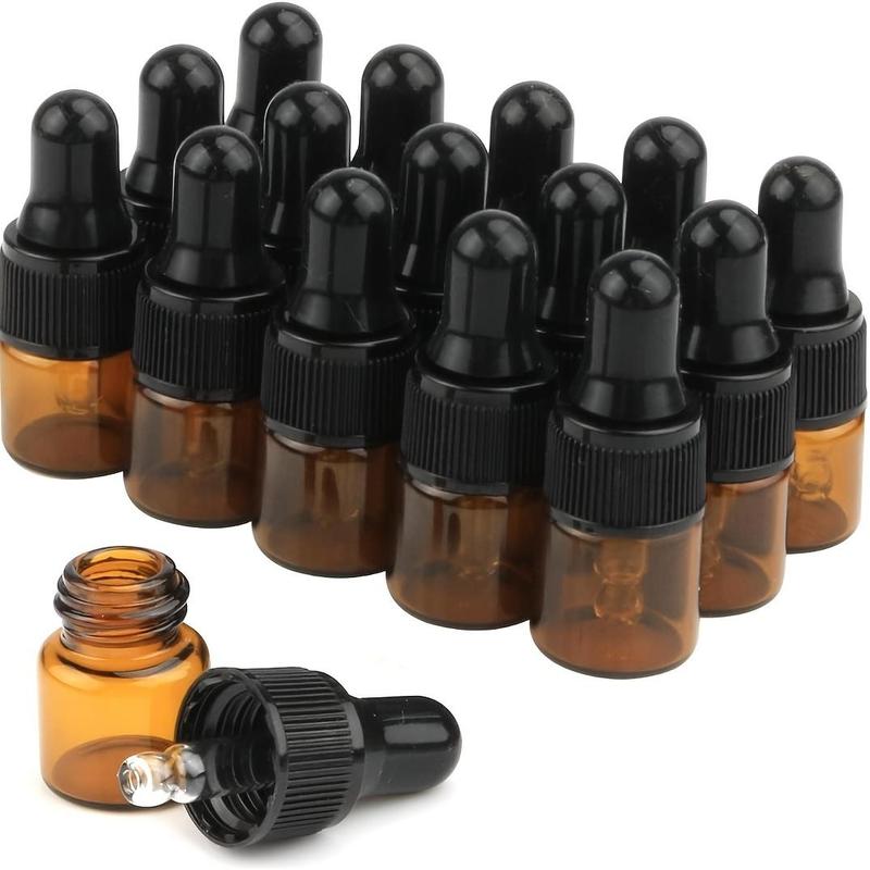 Mini 2ml Empty Glass Essential Oil Dropper Bottle, 15pcs set Clear Portable Travel Empty Sample Vial, Empty Perfume Dispenser for Travel, Beauty & Personal Care