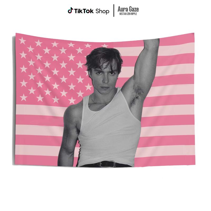 Nicholas Chavez Pink American Flags For Wall Decor, Indoor Wall Tapestries, Room Decor, Monsters Movie Celebrity Crush, One Side Polyester Wall Flag