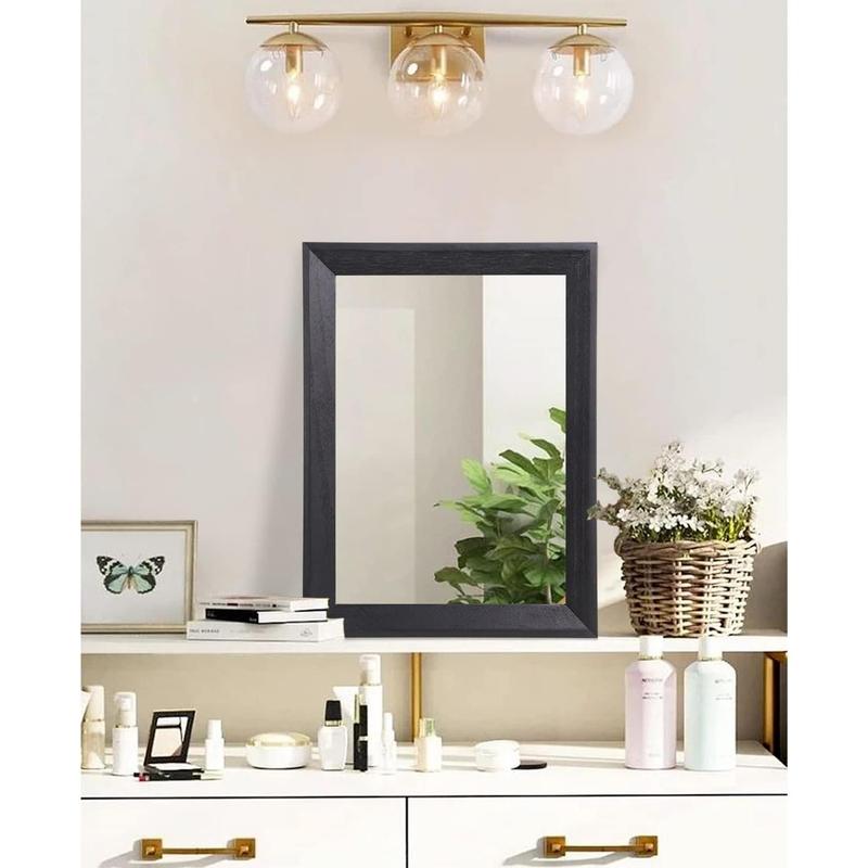 Wall Mirror Black Rectangle Rustic Wood Mirror Decorative Hanging Mirror for Bathroom Bedroom Farmhouse