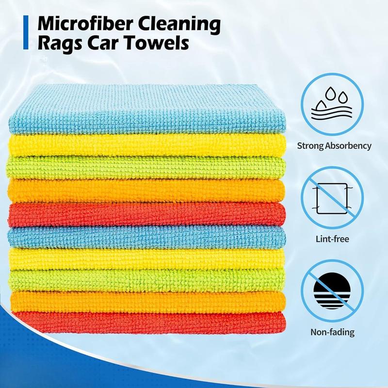 100 Pcs Microfiber Cleaning Cloths, Cleaning Rags Towels Bulk Absorbent Lint-Free Washcloths, All-Purpose Cloth Wipes for Car, Shop, Office, Household Cleaning 11.5