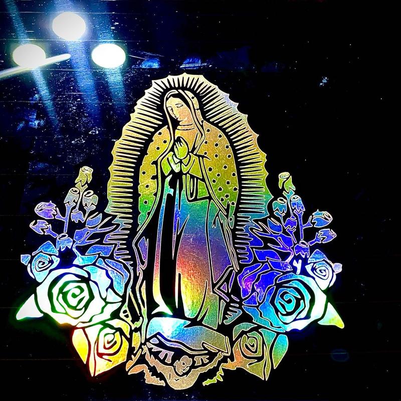 Virgin Mary Vinyl Decal Gold Holographic