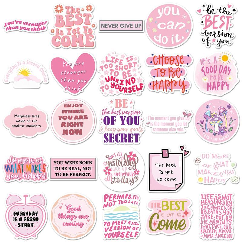 Motivational English Series Graffiti Sticker, 50pcs set Waterproof Self Adhesive Decor Paper, Decor Sticker for Gift Greeting Card Water Bottle Laptop Phone