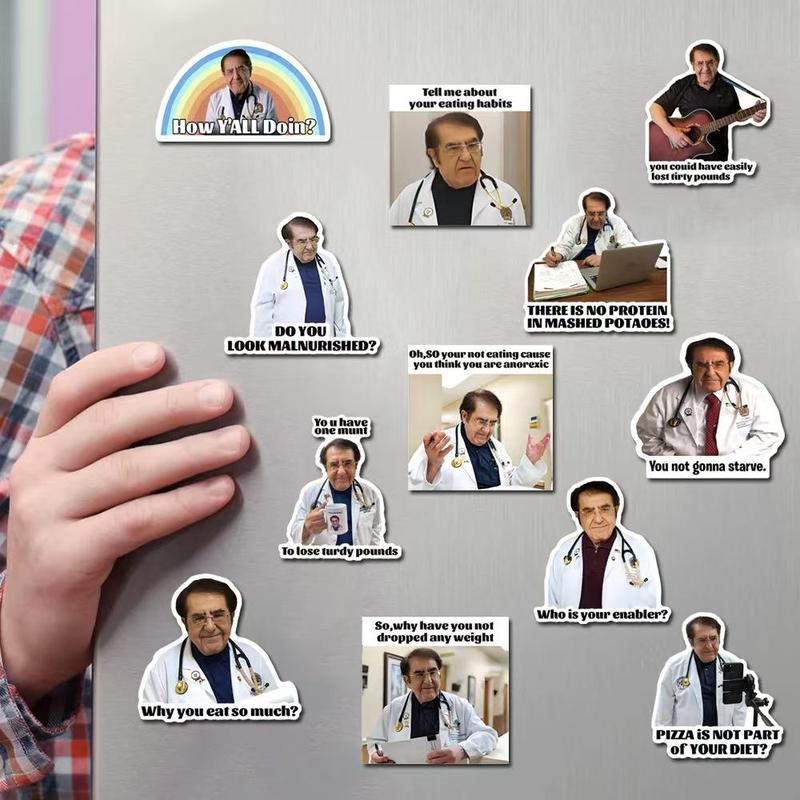 Doctor Themed Fridge Magnet, 12pcs set Creative Funny Doctor Pattern Magnetic Sticker, Decorative Sticker for Home Kitchen Office