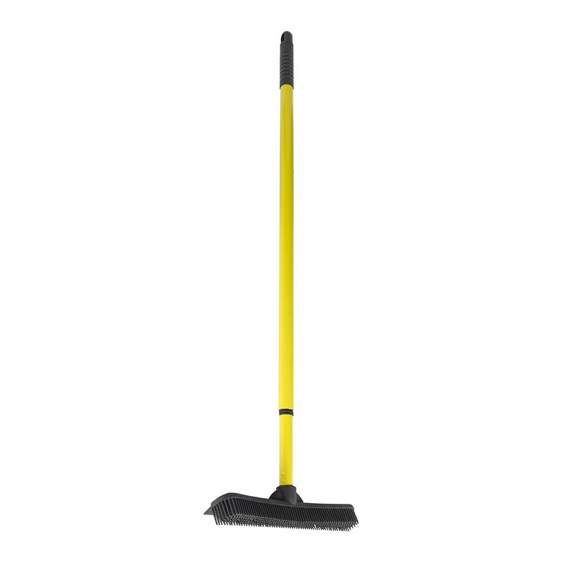 Indoor Pet Hair Rubber Broom with Carpet Rake and Squeegee, green steammop