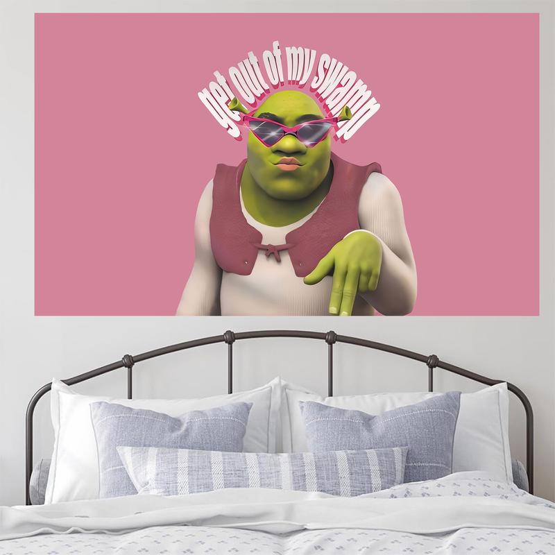 Shrek Pink Get Out Of My Swamp Tapestry 3x5ft Boutique Decor Wall Tapestrys Vintage Aesthetic Micro Fiber Peach Home Decor