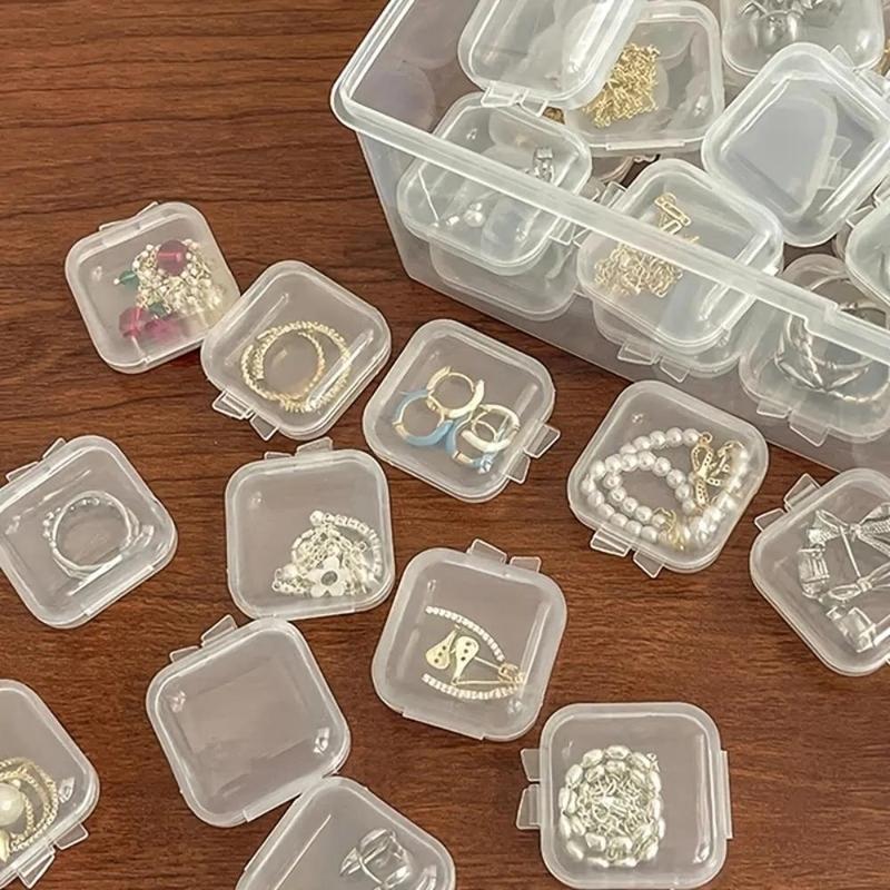 Portable Clear Jewelry Organizer, 40pcs Jewelry Storage Box with Lid, Small Square Earrings Rings Storage Box, Home Storage Supplies,  Storage Containers