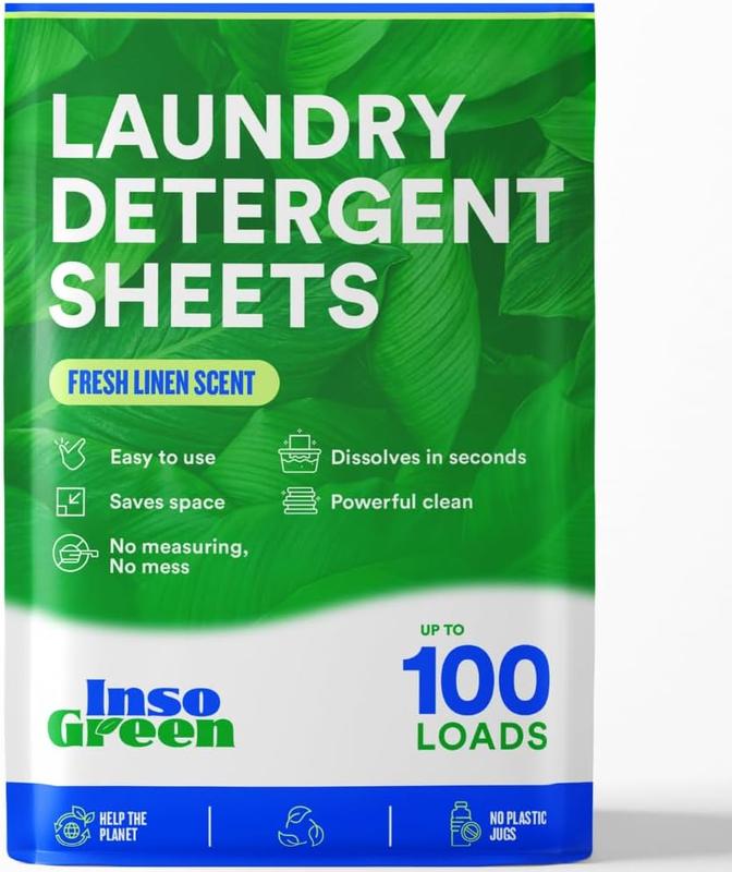 Laundry Detergent Sheets – 100 Loads - Eco Washer Sheets Detergent - Zero Plastic Jugs, No Mess & Space-Saving Laundry Strips & Travel Laundry Detergent – 50 Laundry Sheets Detergent Cleaning Household